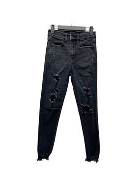 American Eagle Next Level Skinny Jeans Hi-Rise Jegging Crop Distressed Sz 2